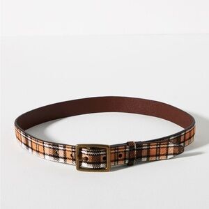 Anthropologie Tan and Brown Plaid Belt